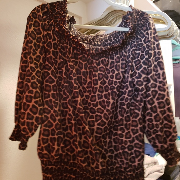 XL Michael Kors Off-Shoulder Cheetah Print Blouse - Picture 1 of 3